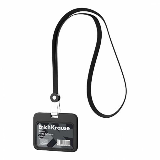 Picture of ID CARD HOLDER SILICONE WITH BLACK LANYARD 85X54MM